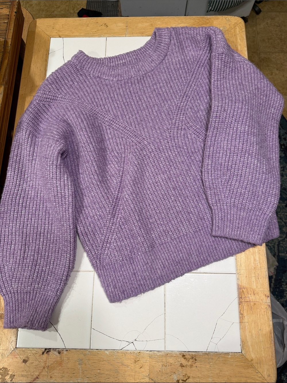 Sonoma Lavender Ribbed Crewneck Sweater